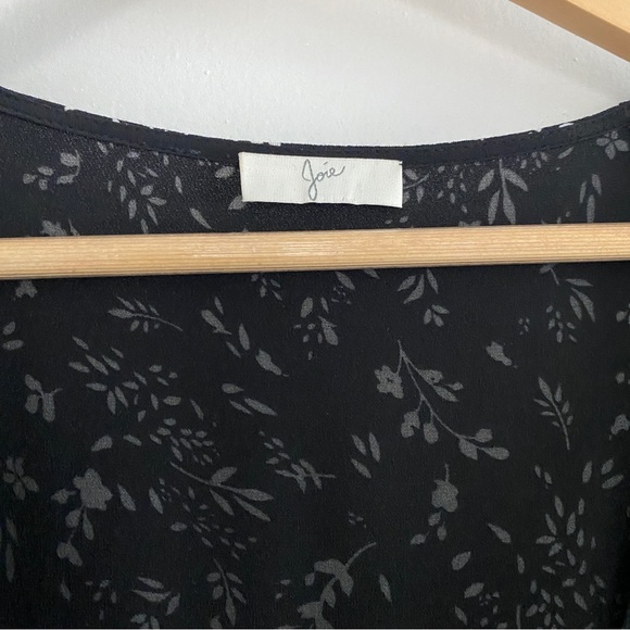 NWOT JOIE Orita Caviar Black Ruffled Floral Midi Dress Tiered V-Neck Size 8 - Picture 5 of 7